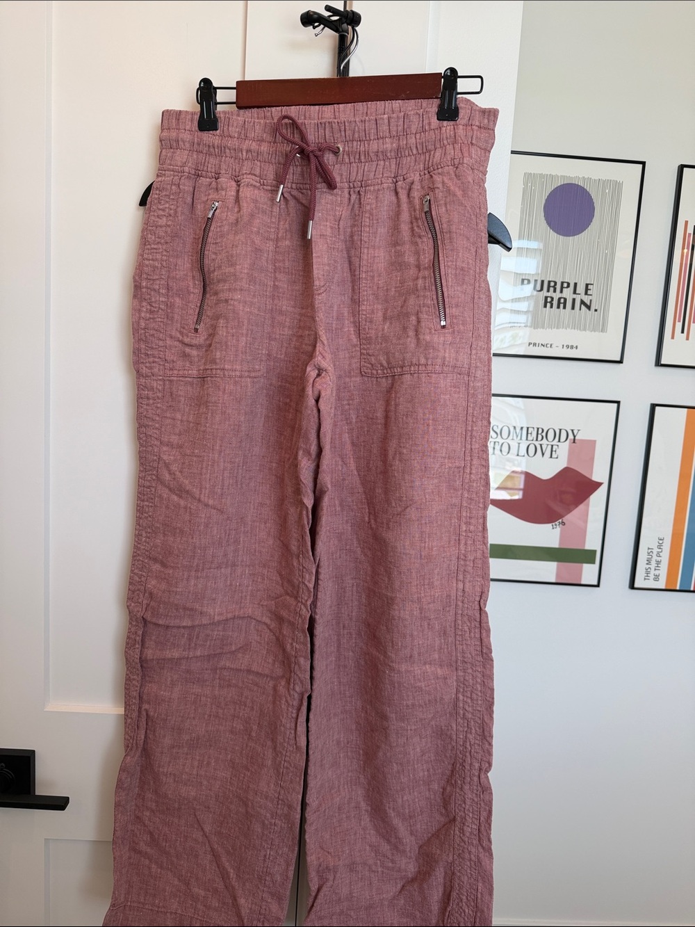 Athleta Wide-Leg Drawstring Pants in Dusty Rose